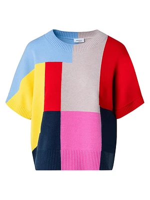 Colorblocked Wool Pullover Sweater