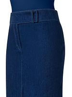 Stretch Denim Knee-Length Skirt