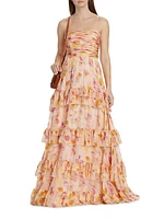 Mallory Silk Floral Tiered Gown