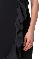 Jersey Ruffled Sleeveless Midi-Dress