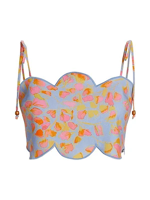 Dia Floral Scallop Crop Top
