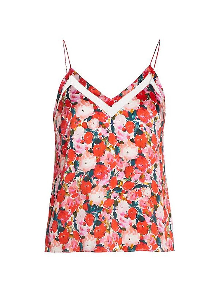 Kaira Floral Silk Cut-Out Cami