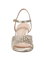 Jitney Knot Leather Wedge Sandals