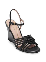 Jitney Knot Leather Wedge Sandals