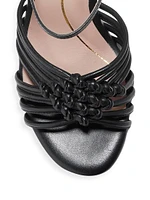 Jitney Knot Leather Wedge Sandals