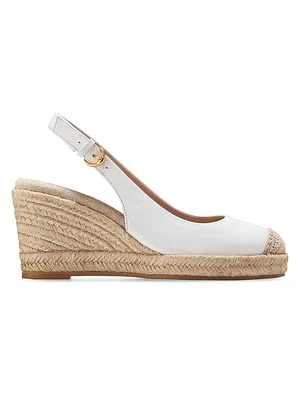 Espadrille 80MM Leather Platform Slingback Wedge Pumps