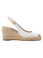 Espadrille 80MM Leather Platform Slingback Wedge Pumps