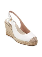 Espadrille 80MM Leather Platform Slingback Wedge Pumps