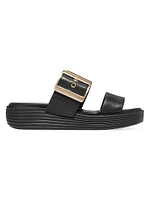 ØriginalGrand Buckle-Accented Leather Slide Sandals