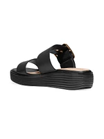 ØriginalGrand Buckle-Accented Leather Slide Sandals