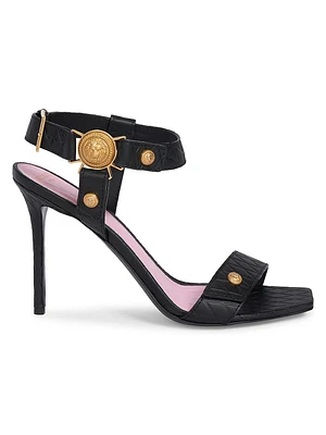 Eva Embossed Leather Sandals