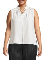 Plus Ruffle Tie-Neck Tank