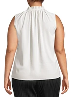 Plus Ruffle Tie-Neck Tank