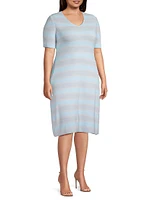 Plus Jacquard Flare Midi-Dress