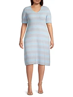 Plus Jacquard Flare Midi-Dress