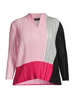 Pleated Colorblocked Blouse