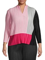 Pleated Colorblocked Blouse