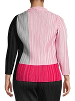 Pleated Colorblocked Blouse