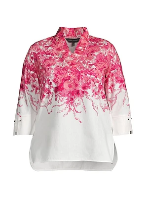 Ruffled Floral Cotton Blouse