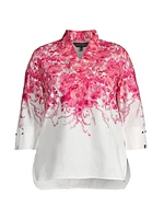 Ruffled Floral Cotton Blouse