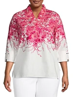 Ruffled Floral Cotton Blouse