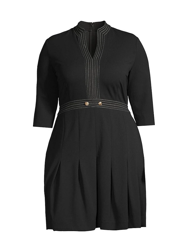 Pleated Knee-Length Dress