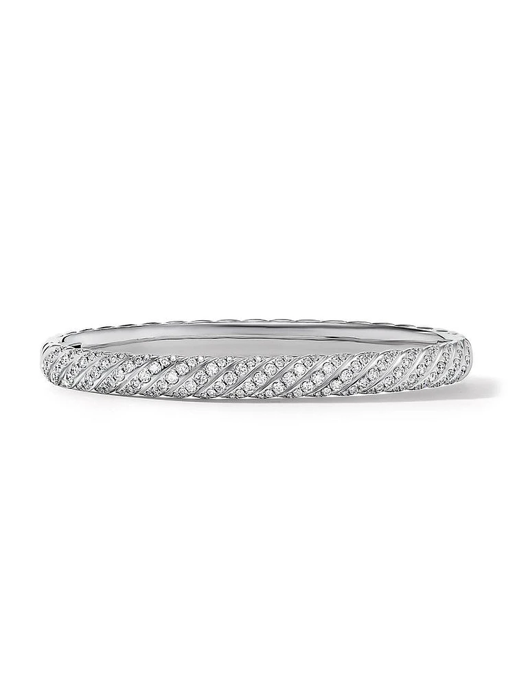 Sculpted Cable Bangle Bracelet 18K White Gold