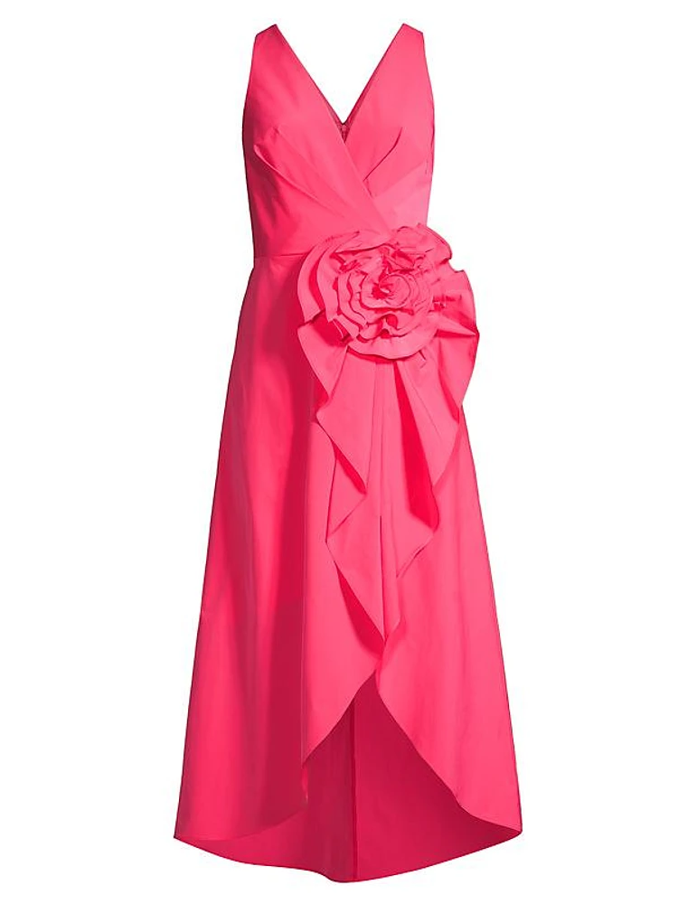 Floral Taffeta Midi-Dress