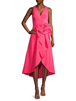 Floral Taffeta Midi-Dress