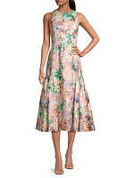 Floral Jacquard Midi-Dress