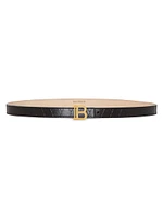 Slim Embossed Leather B Belt