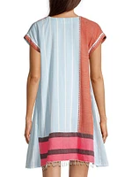 Elina Colorblocked Cotton Caftan