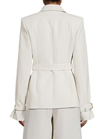 Belted Crepe Double-Breasted Blazer