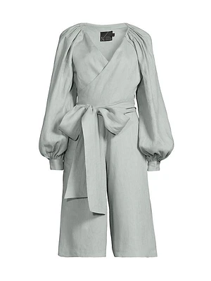Debra Tie-Waist Linen Jumpsuit