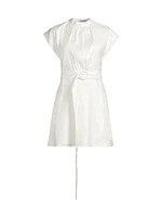 Linen-Blend Belted Minidress