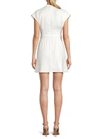 Linen-Blend Belted Minidress