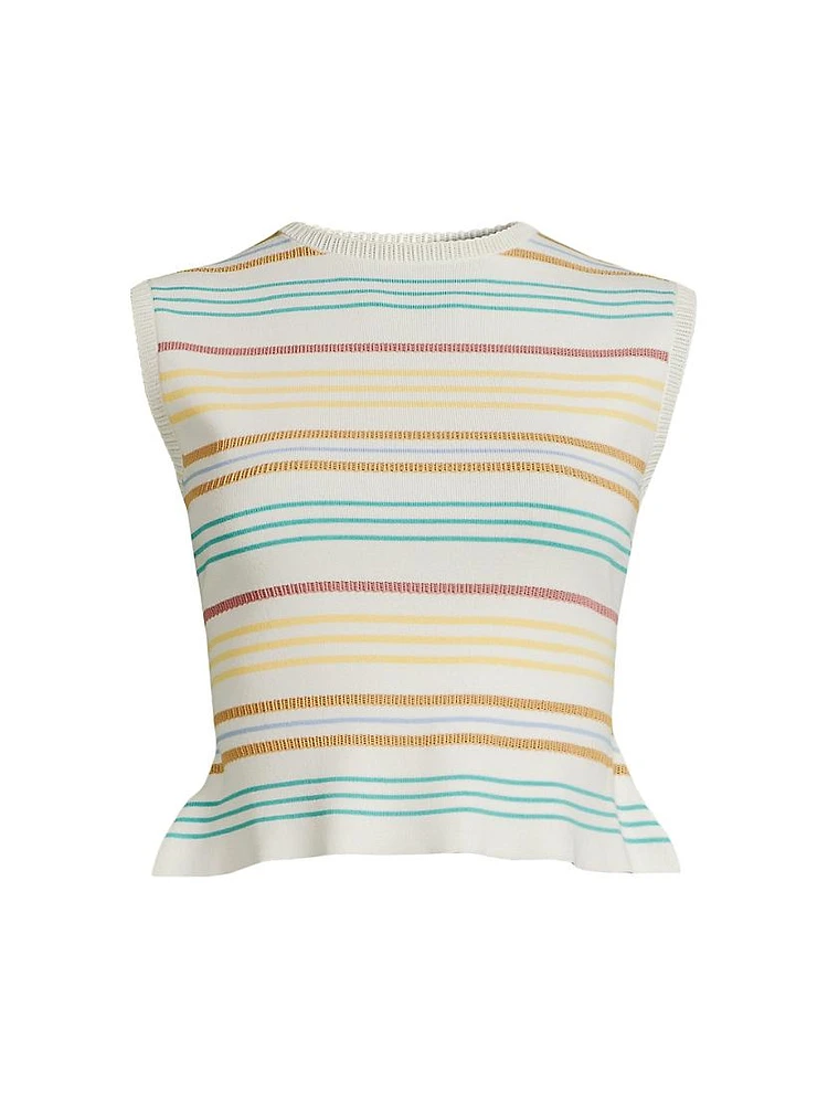 Striped Pointelle-Knit Sleeveless Top