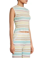 Striped Pointelle-Knit Sleeveless Top