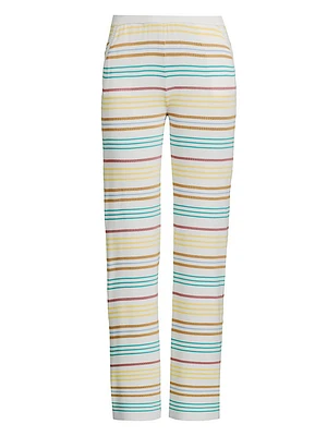 Striped Pointelle-Knit Pants