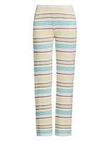 Striped Pointelle-Knit Pants