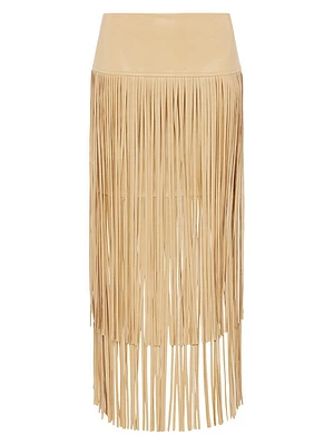 Karolina Fringe Vegan Leather Skirt