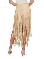 Karolina Fringe Vegan Leather Skirt