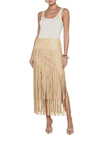 Karolina Fringe Vegan Leather Skirt