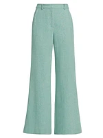 Pilar Wool Herringbone Wide-Leg Pants