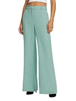 Pilar Wool Herringbone Wide-Leg Pants