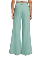 Pilar Wool Herringbone Wide-Leg Pants