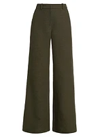 Pilar Cotton Boucle Wide-Leg Pants