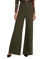 Pilar Cotton Boucle Wide-Leg Pants