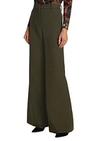 Pilar Cotton Boucle Wide-Leg Pants