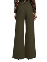 Pilar Cotton Boucle Wide-Leg Pants